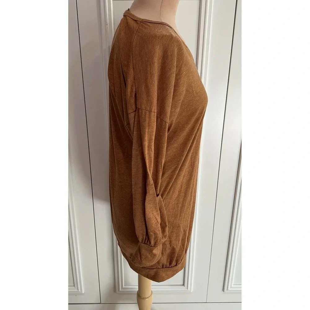 Zanzea Rust Brown Tunic Top‎ Pockets Lagenlook Minimalist Boho Classic